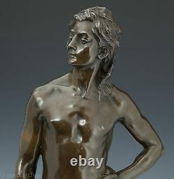 G. Récipon Escrimeur 1890 Rares Élégant Bronze Sculpture Art Nouveau 63 cm