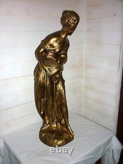 GRANDE SCULPTURE EN PLTRE patiné bronze h81cm Atelier d'Art France Signé