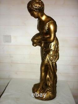 GRANDE SCULPTURE EN PLTRE patiné bronze h81cm Atelier d'Art France Signé