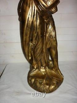 GRANDE SCULPTURE EN PLTRE patiné bronze h81cm Atelier d'Art France Signé