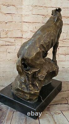 Grand Abstrait Art Moderne Cheval Galops Bronze Sculpture Statue Figurine Solde