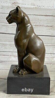 Grand Bronze Sculpture Lion Panthère Tigre Puma Cougar Grand Chat Africain Art