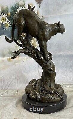 Grand Bronze Sculpture Lion Panthère Tigre Puma Cougar Grand Chat Statue Art