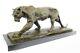 Grand Bronze Statue Sculpture Lion Panthère Tigre Puma Cougar Chat Africain Art