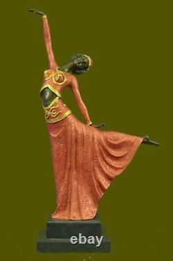 Grand Dimitri Chiparus Dancer Art Déco Bronze Sculpture Marbre Base Figurine LR