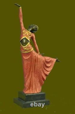 Grand Dimitri Chiparus Dancer Art Déco Bronze Sculpture Marbre Base Figurine LR