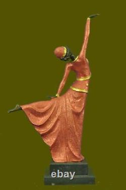 Grand Dimitri Chiparus Dancer Art Déco Bronze Sculpture Marbre Base Figurine LR