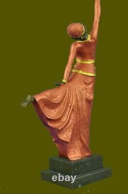 Grand Dimitri Chiparus Dancer Art Déco Bronze Sculpture Marbre Base Figurine LR