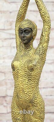 Grand Dimitri Chiparus Danseuse Art Déco Bronze Sculpture Marbre Base