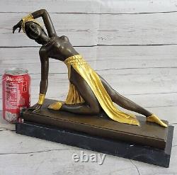 Grand Dimitri Chiparus Danseuse Art Déco Bronze Sculpture Marbre Base Art