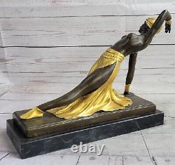 Grand Dimitri Chiparus Danseuse Art Déco Bronze Sculpture Marbre Base Art