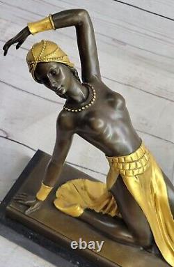 Grand Dimitri Chiparus Danseuse Art Déco Bronze Sculpture Marbre Base Art