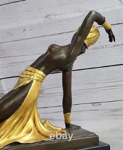 Grand Dimitri Chiparus Danseuse Art Déco Bronze Sculpture Marbre Base Art