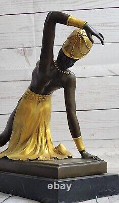 Grand Dimitri Chiparus Danseuse Art Déco Bronze Sculpture Marbre Base Art