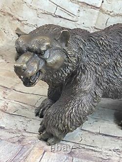 Grand Hungry Mère Ours Bronze Art Déco Sculpture Décor Fonte Figurine Cadeau