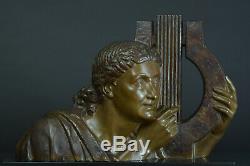 Grand Sculpture art deco Bronze Muse Danse Bracquemont Terpsichore Lyre Etling