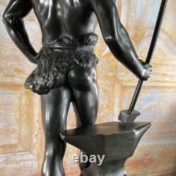 Grande Statue d'Art Ancienne en Bronze Signée MAURICE CONSTANT 60 Cm Le FORGERON