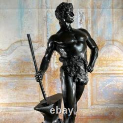 Grande Statue d'Art Ancienne en Bronze Signée MAURICE CONSTANT 60 Cm Le FORGERON