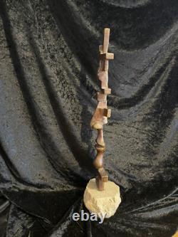 Grande sculpture en bronze XXème visage stylisé art abstrait signée abstraction