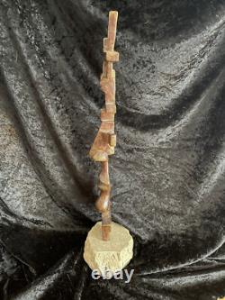 Grande sculpture en bronze XXème visage stylisé art abstrait signée abstraction