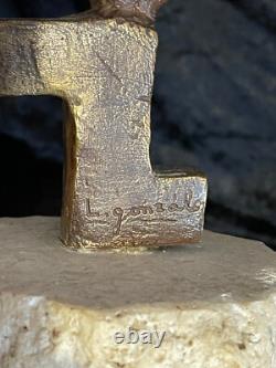 Grande sculpture en bronze XXème visage stylisé art abstrait signée abstraction