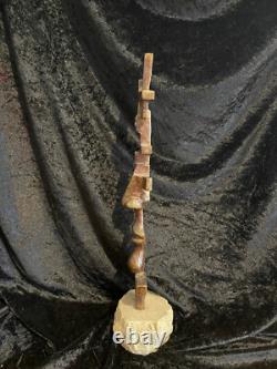 Grande sculpture en bronze XXème visage stylisé art abstrait signée abstraction