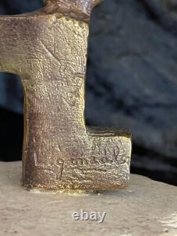 Grande sculpture en bronze XXème visage stylisé art abstrait signée abstraction