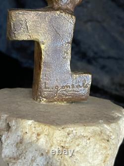 Grande sculpture en bronze XXème visage stylisé art abstrait signée abstraction