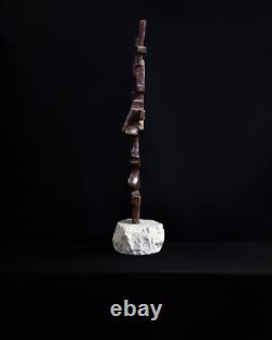 Grande sculpture en bronze XXème visage stylisé art abstrait signée abstraction