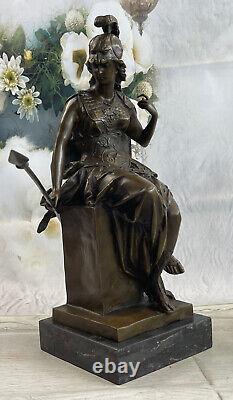 Grec Bronze Marbre Art Déesse Sagesse Athena Dieu De Guerre Statue Sculpture