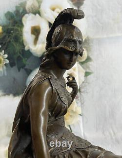 Grec Bronze Marbre Art Déesse Sagesse Athena Dieu De Guerre Statue Sculpture