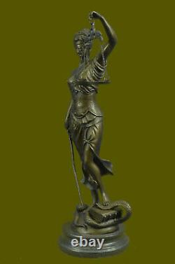 Grec Déesse Themis Statue Véritable Bronze Store Dame Justice Sculpture Art Déco