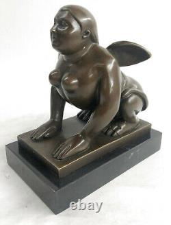 Grec Sphinx Bronze Sculpture Statue Figurine Art Déco'Lost' Cire Par Botero