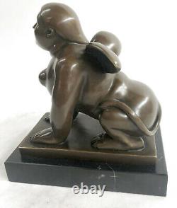 Grec Sphinx Bronze Sculpture Statue Figurine Art Déco'Lost' Cire Par Botero