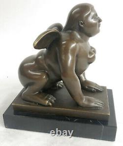 Grec Sphinx Bronze Sculpture Statue Figurine Art Déco'Lost' Cire Par Botero