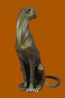 Henry Moore Art Moderne Abstrait Panthère Jaguar Cougar Lion Bronze Sculpture