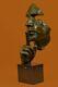 Homme Visage Sculpture Statue Bronze Dali Le Silence Fonte Art Déco Solde