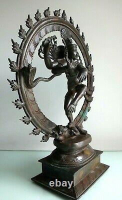 Important bronze Shiva Nataraja Inde 50cm Old large indian art sculpture XIX