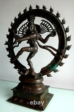 Important bronze Shiva Nataraja Inde 50cm Old large indian art sculpture XIX