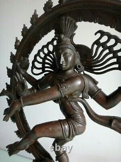 Important bronze Shiva Nataraja Inde 50cm Old large indian art sculpture XIX