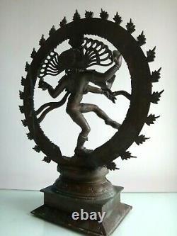Important bronze Shiva Nataraja Inde 50cm Old large indian art sculpture XIX