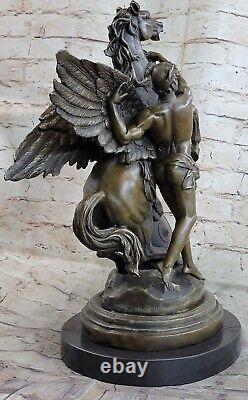 Incredible Bronze Art Grec Mythologie Persée Flying Cheval Pegasus Sculpture