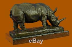 Incroyablement Détaillé Rhinocéros Bronze/Noir Rhino Art Déco Faune Sculpture