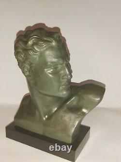 Jean Mermoz Art Deco Bronze Aviator Sculpture Signed