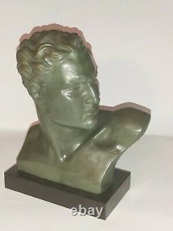 Jean Mermoz Art Deco Bronze Aviator Sculpture Signed