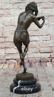 Jeune Homme Happily Dansant Bronze Figurine par Duret Art Sculpture Statue
