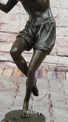 Jeune Homme Happily Dansant Bronze Figurine par Duret Art Sculpture Statue