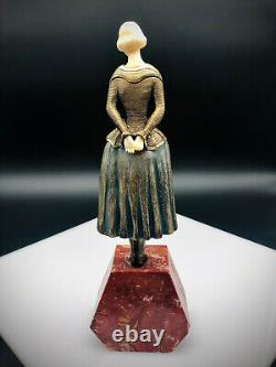 LIPSZYC Samuel sculpture en bronze Marbre art déco femme