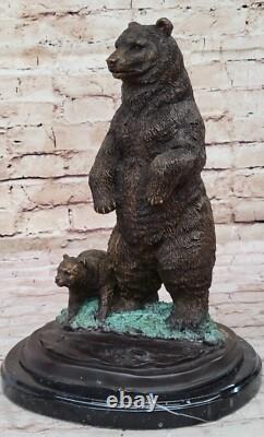 Large Et Féroce Ours Art Déco Vie Sauvage Bronze Sculpture Statue Nr