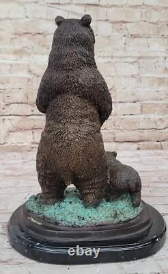 Large Et Féroce Ours Art Déco Vie Sauvage Bronze Sculpture Statue Nr